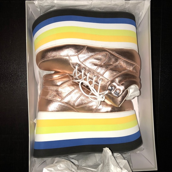 Shellys London Dema Rose Gold Leather Flatform 41